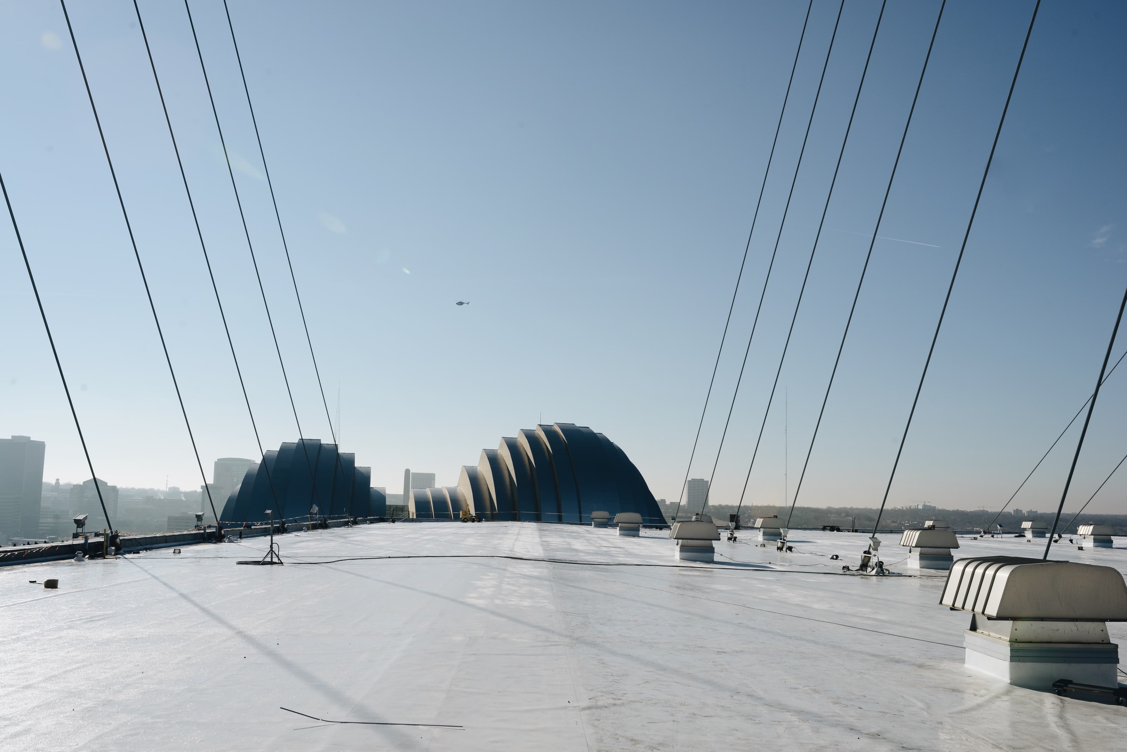 Rooftop view of the Kauffman Center in Kansas City from a JR&CO jobsite